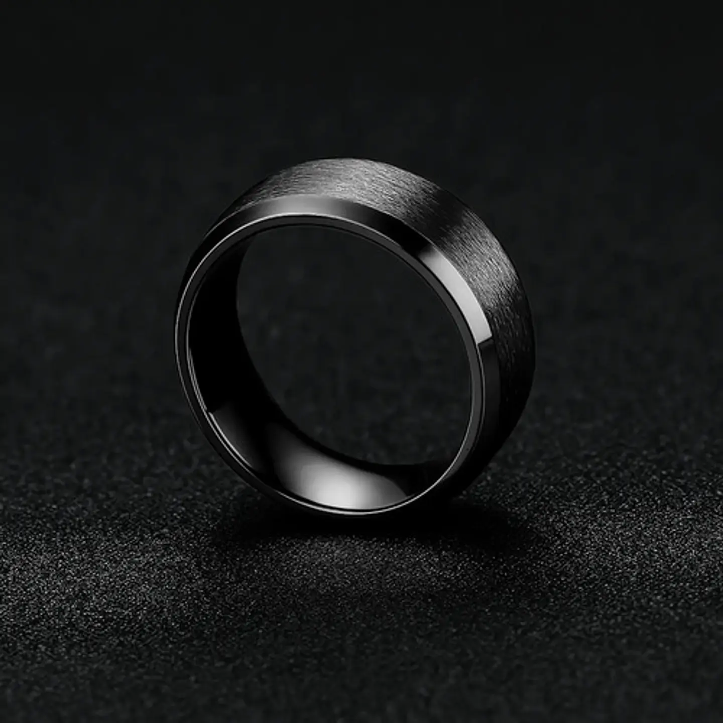 Anillo Argolla Titanio Negro Hombre Caballero Calidad Uno 5