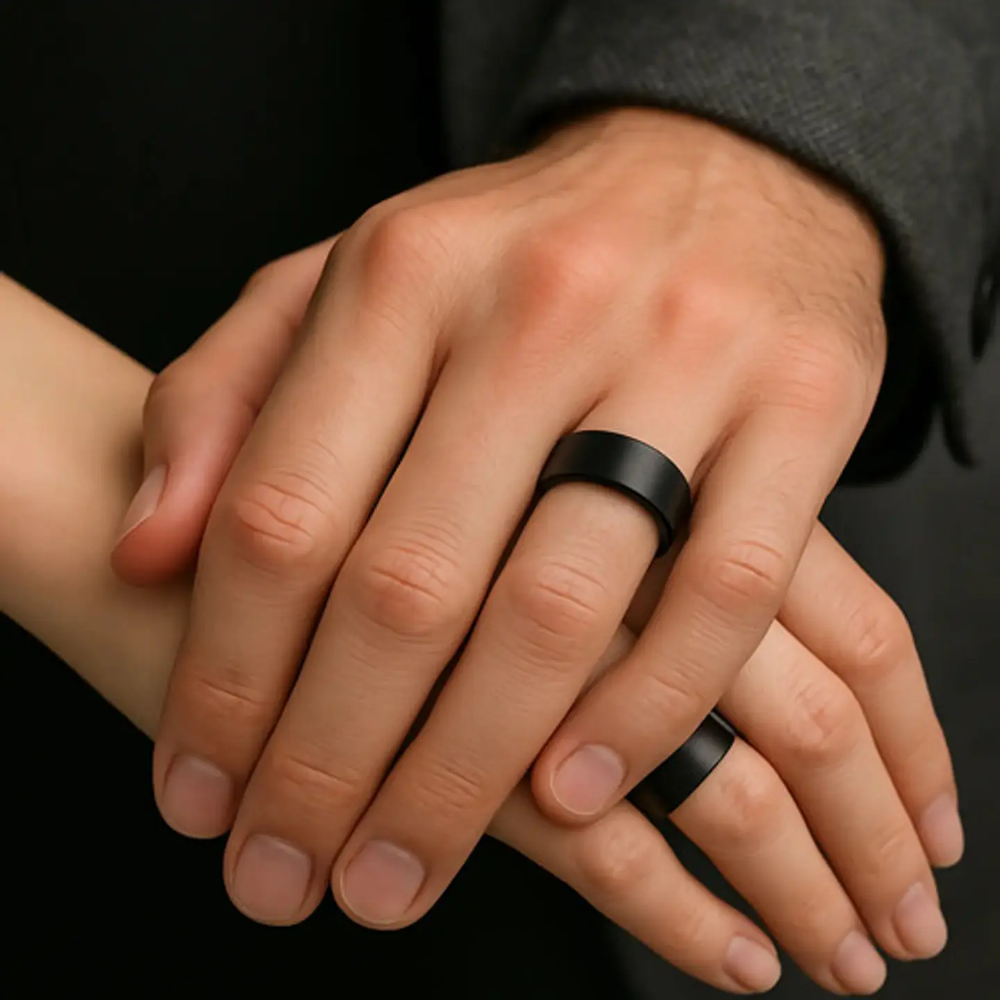 Anillo Argolla Titanio Negro Hombre Caballero Calidad Uno 10