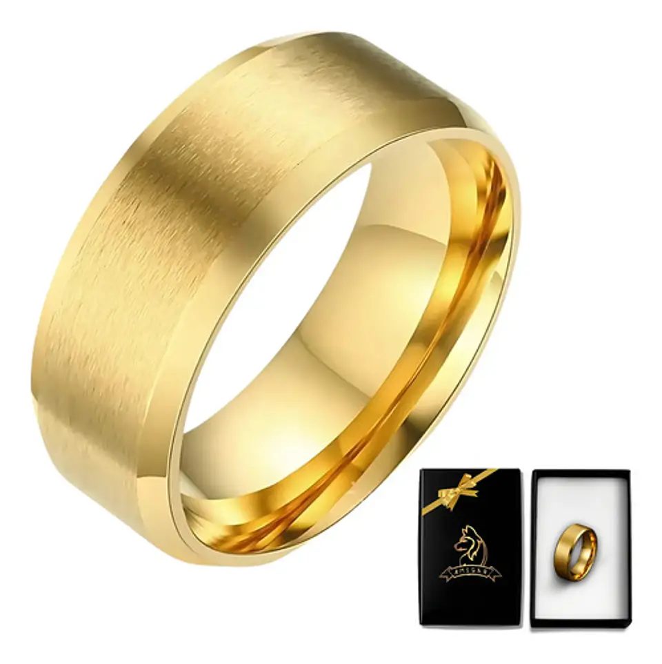 Anillo Argolla Titanio Negro Hombre Caballero Calidad Uno 11