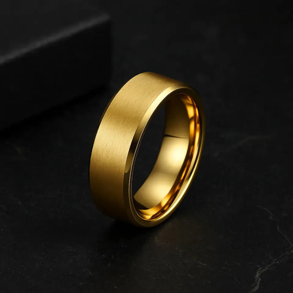 Anillo Argolla Titanio Negro Hombre Caballero Calidad Uno 14