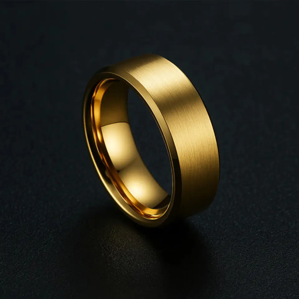 Anillo Argolla Titanio Negro Hombre Caballero Calidad Uno 15