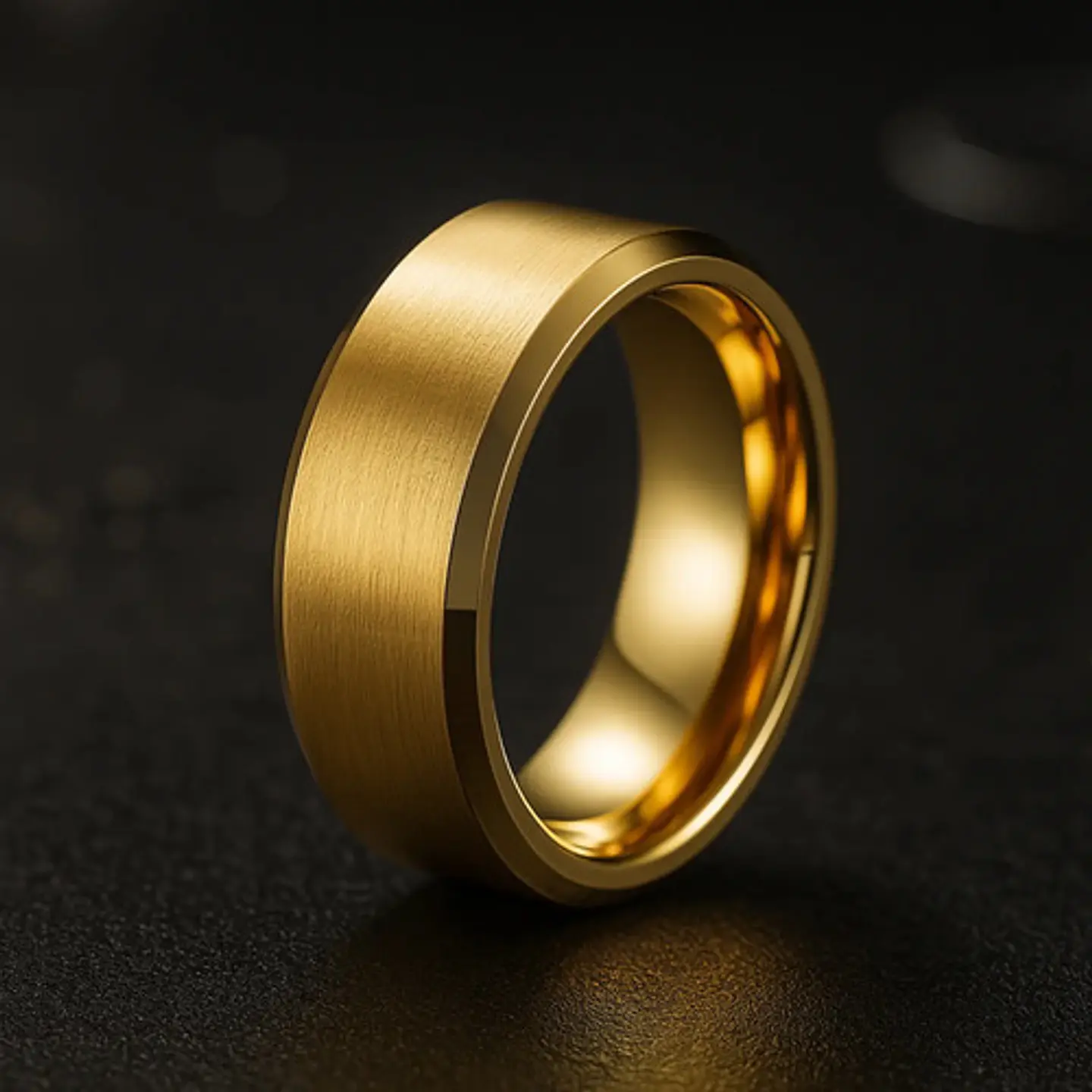 Anillo Argolla Titanio Negro Hombre Caballero Calidad Uno 16