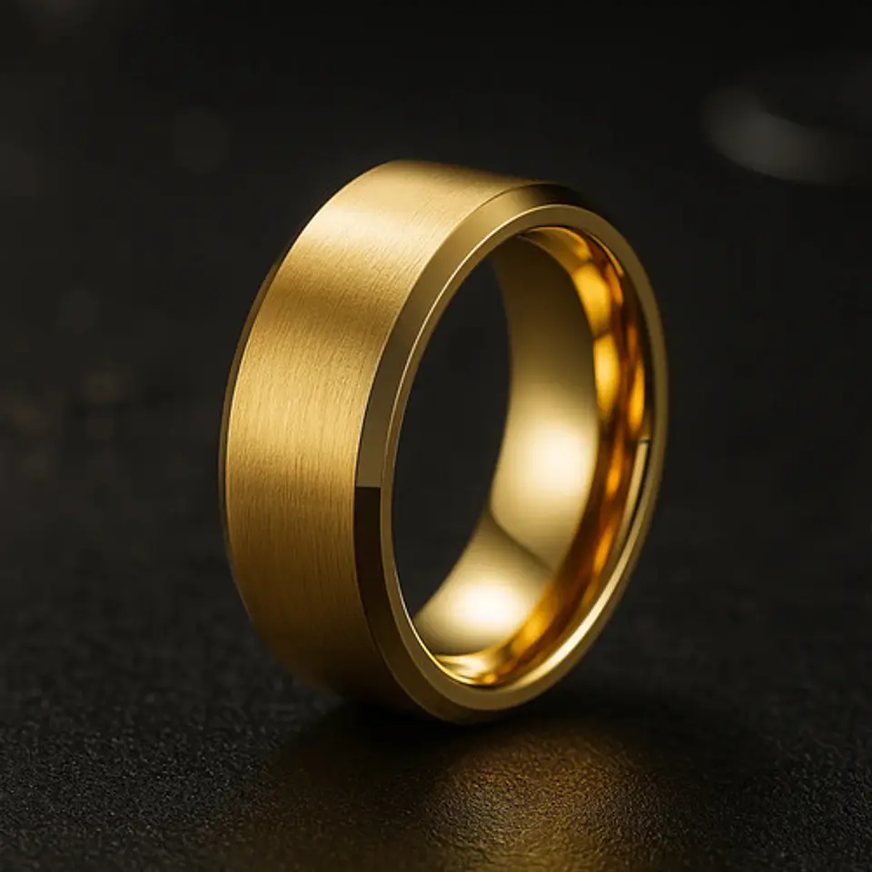 Anillo Argolla Titanio Negro Hombre Caballero Calidad Uno 16