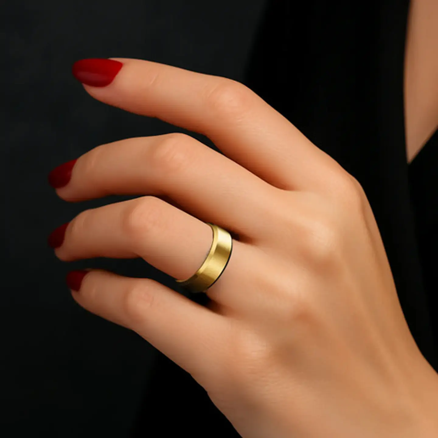 Anillo Argolla Titanio Negro Hombre Caballero Calidad Uno 20