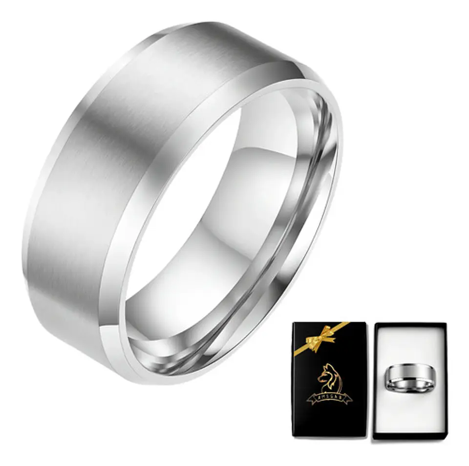Anillo Argolla Titanio Negro Hombre Caballero Calidad Uno 21
