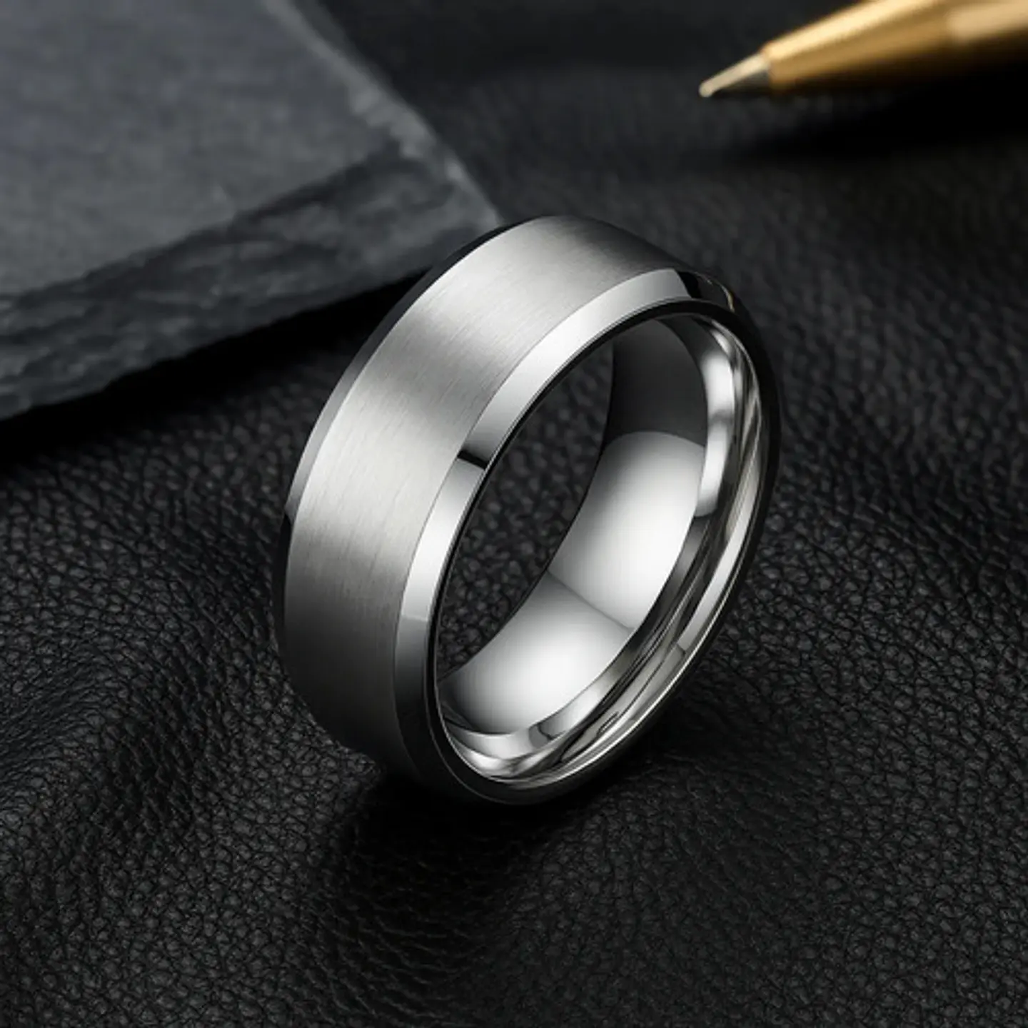 Anillo Argolla Titanio Negro Hombre Caballero Calidad Uno 23