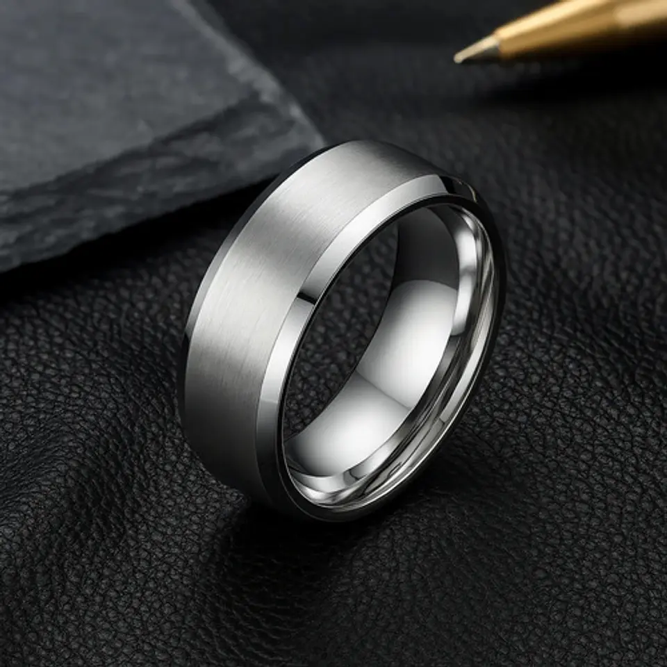 Anillo Argolla Titanio Negro Hombre Caballero Calidad Uno 23