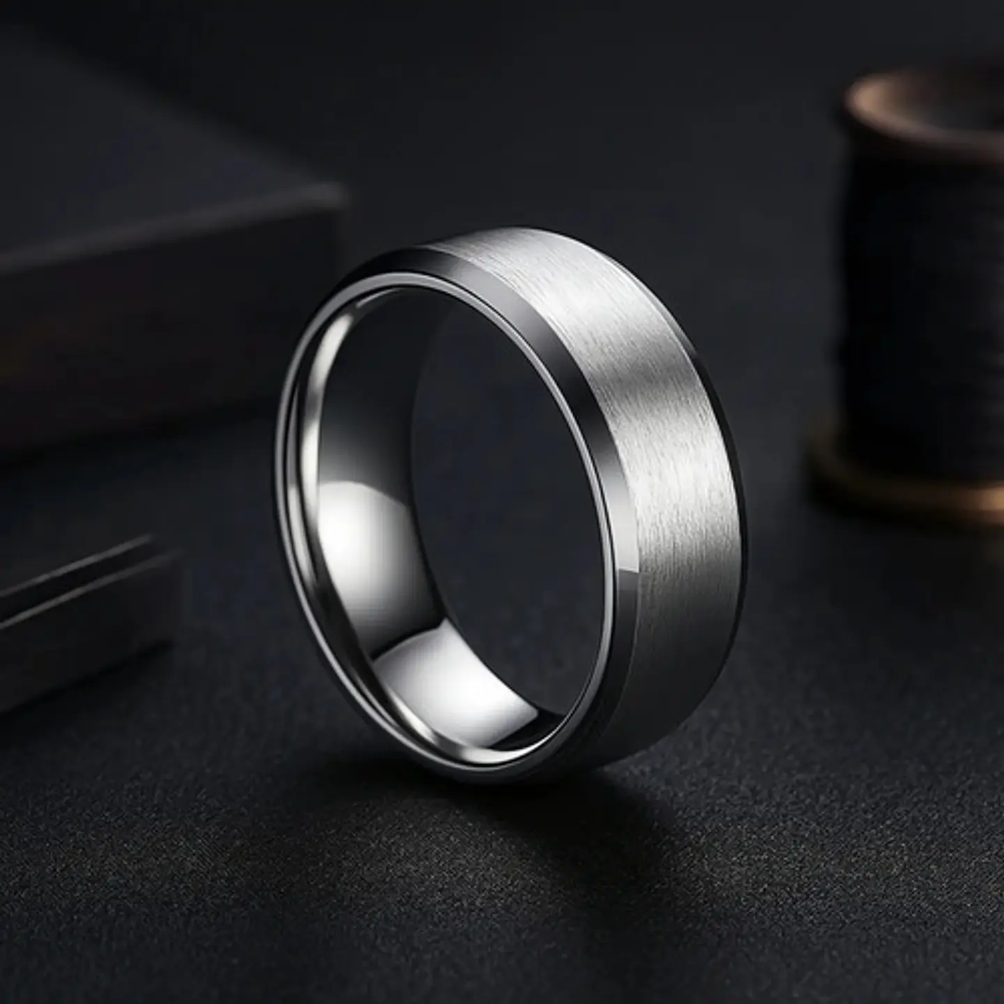 Anillo Argolla Titanio Negro Hombre Caballero Calidad Uno 24