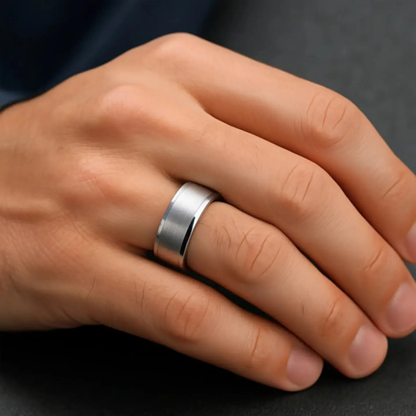 Anillo Argolla Titanio Negro Hombre Caballero Calidad Uno 25