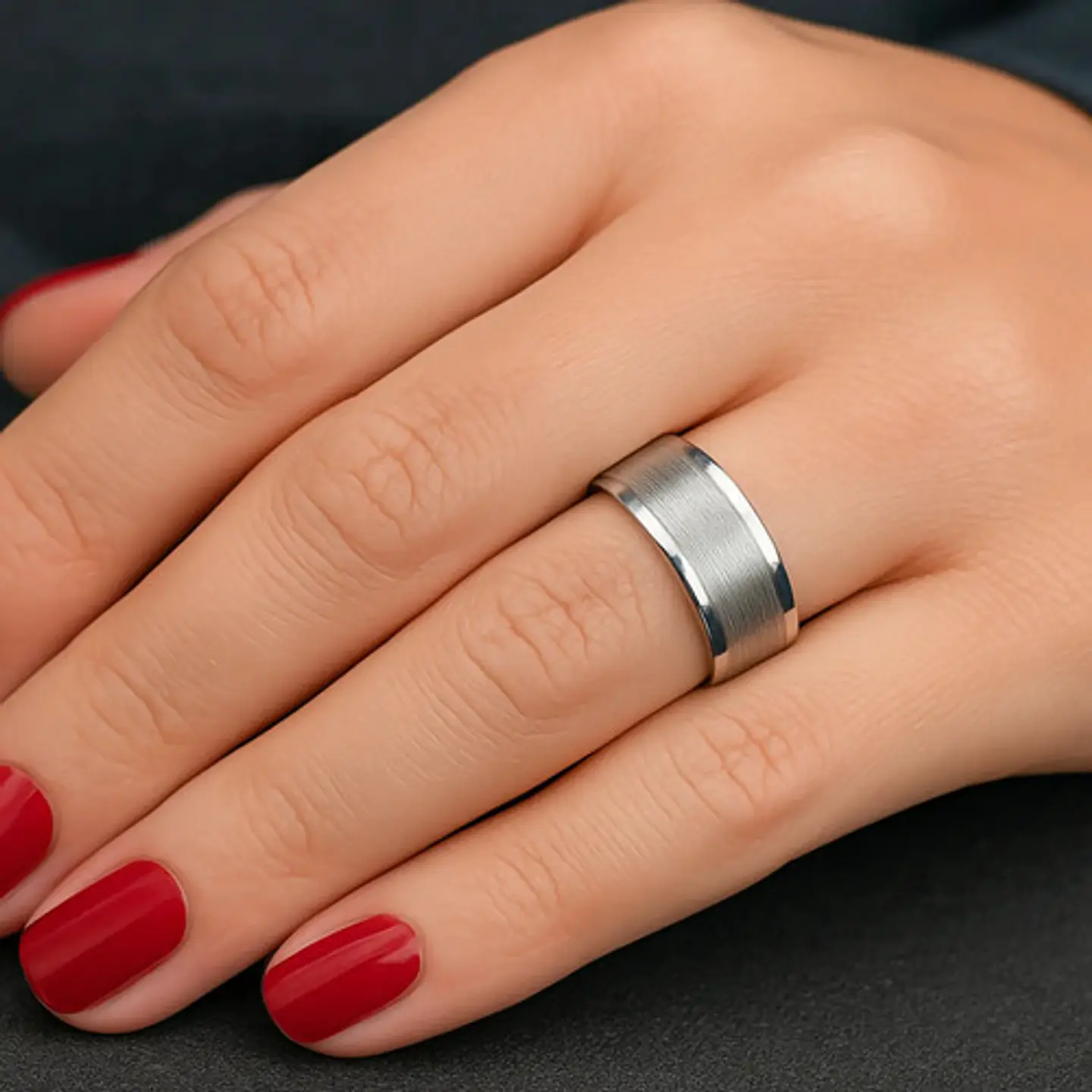 Anillo Argolla Titanio Negro Hombre Caballero Calidad Uno 26