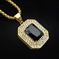 Collar Color Oro De Acero Hip Hop Urbano Piedra Negra Hombre - Miniatura 5
