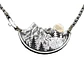 Collar Dije Paisaje Montaña Arboles Color Plata Para Mujer - Miniatura 1