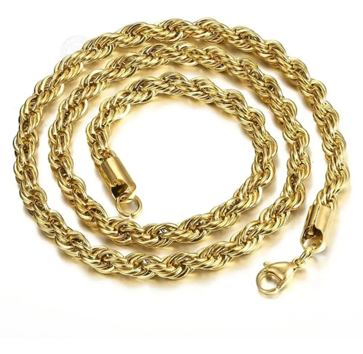 Cadena Soga 3mm Color Oro Acero 60 Cm Trenzada Hombre Mujer 3