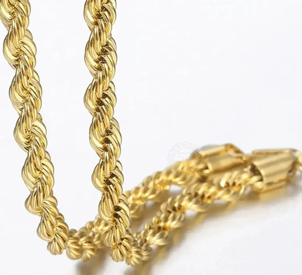 Cadena Soga 3mm Color Oro Acero 60 Cm Trenzada Hombre Mujer 4