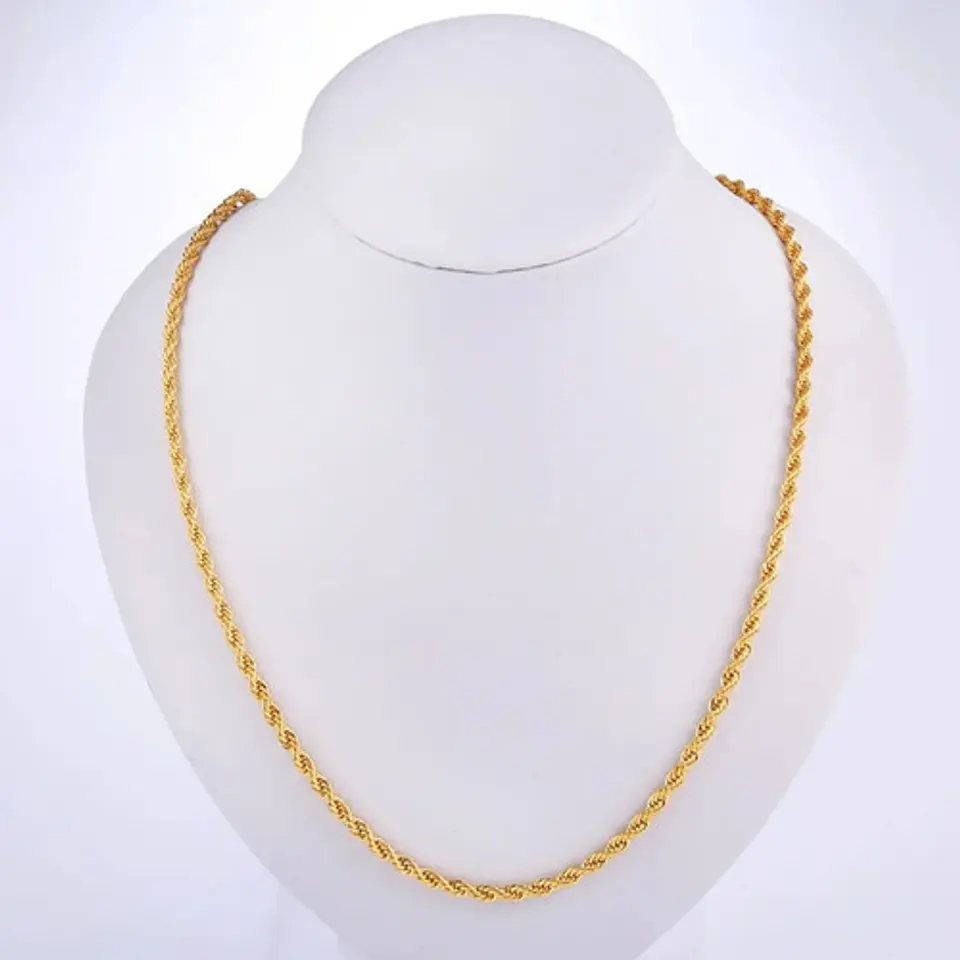 Cadena Soga 3mm Color Oro Acero 60 Cm Trenzada Hombre Mujer 5