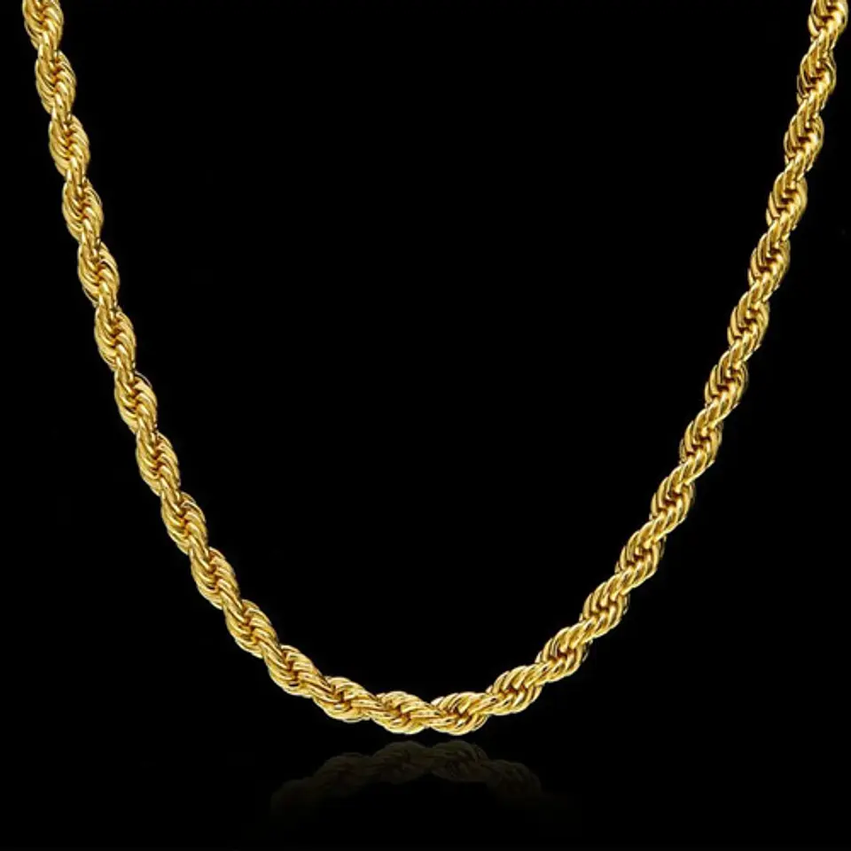 Cadena Soga 3mm Color Oro Acero 60 Cm Trenzada Hombre Mujer 7