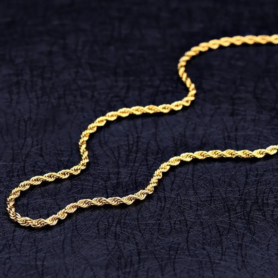 Cadena Soga 3mm Color Oro Acero 60 Cm Trenzada Hombre Mujer 8