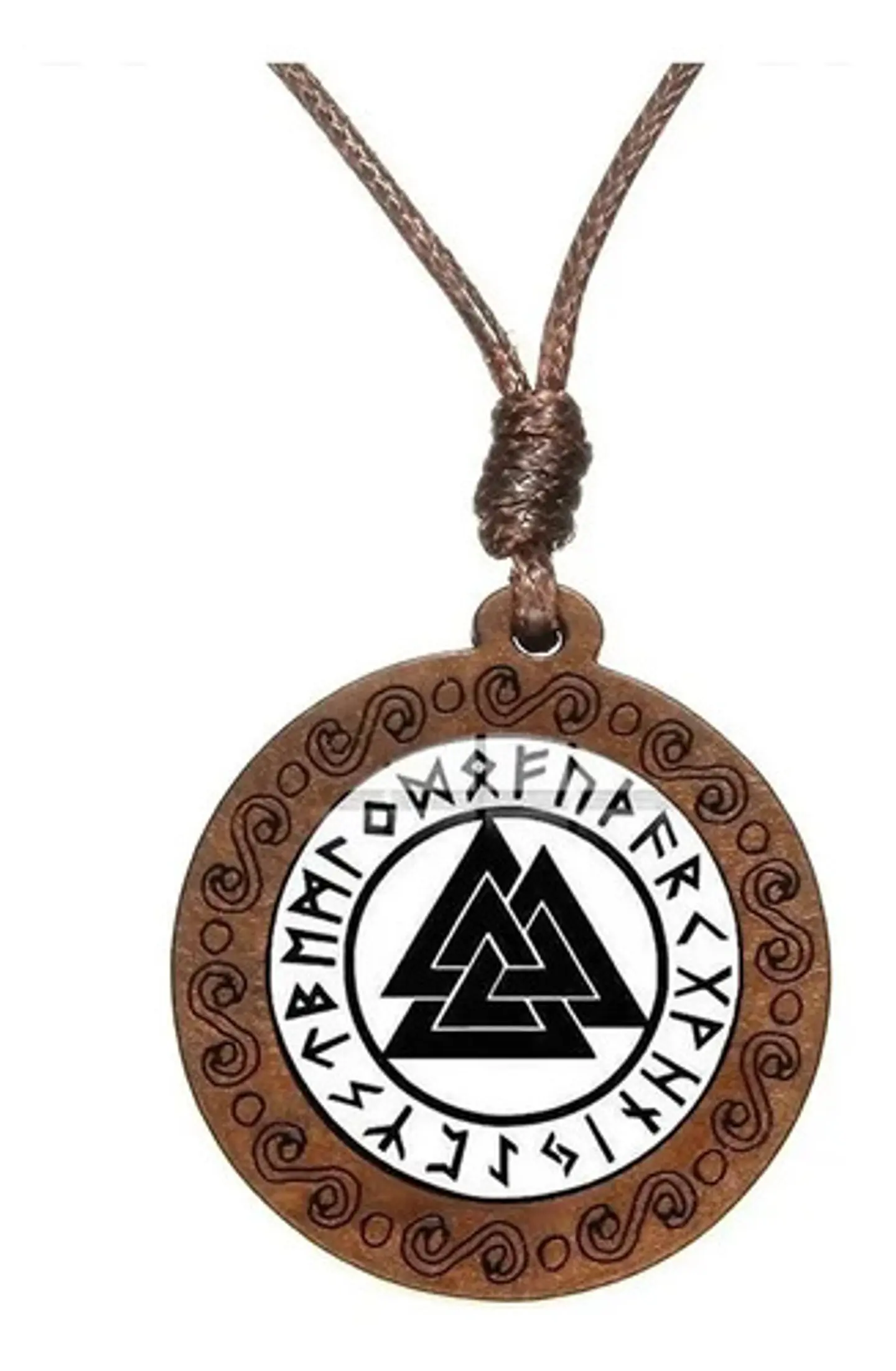 Collar Dije Madera Valknut Vikingo Nórdico Hombre Y Mujer    1
