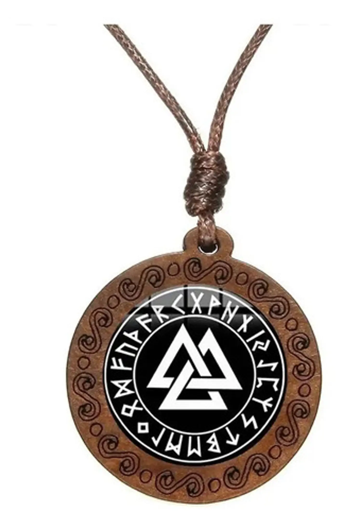 Collar Dije Madera Valknut Vikingo Nórdico Hombre Y Mujer    4