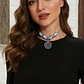 Collar Color Plata Piedra Natural Labradorita Vikingo Mujer - Miniatura 2