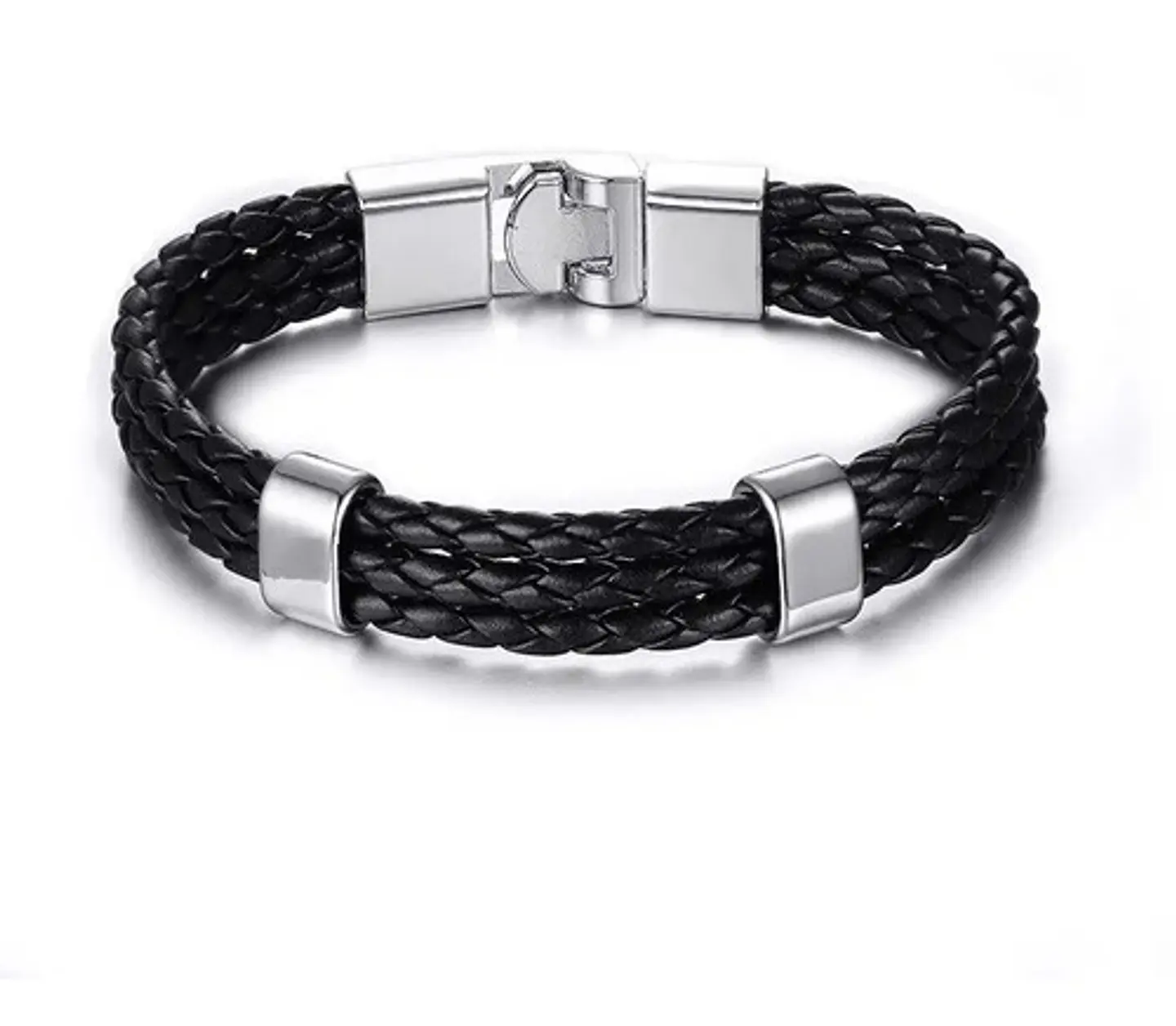 Pulsera Manilla Brazalete Trenzada Cuero Cierre Hombre Mujer 1