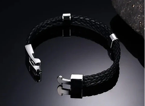 Pulsera Manilla Brazalete Trenzada Cuero Cierre Hombre Mujer