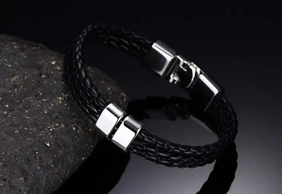 Pulsera Manilla Brazalete Trenzada Cuero Cierre Hombre Mujer 4