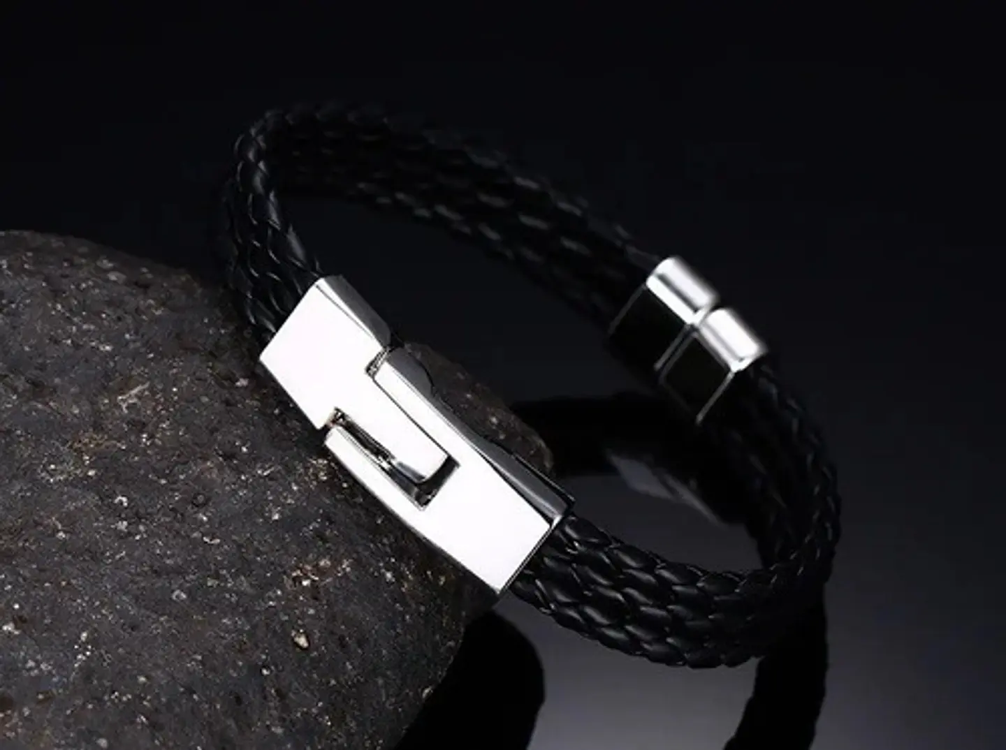 Pulsera Manilla Brazalete Trenzada Cuero Cierre Hombre Mujer 5