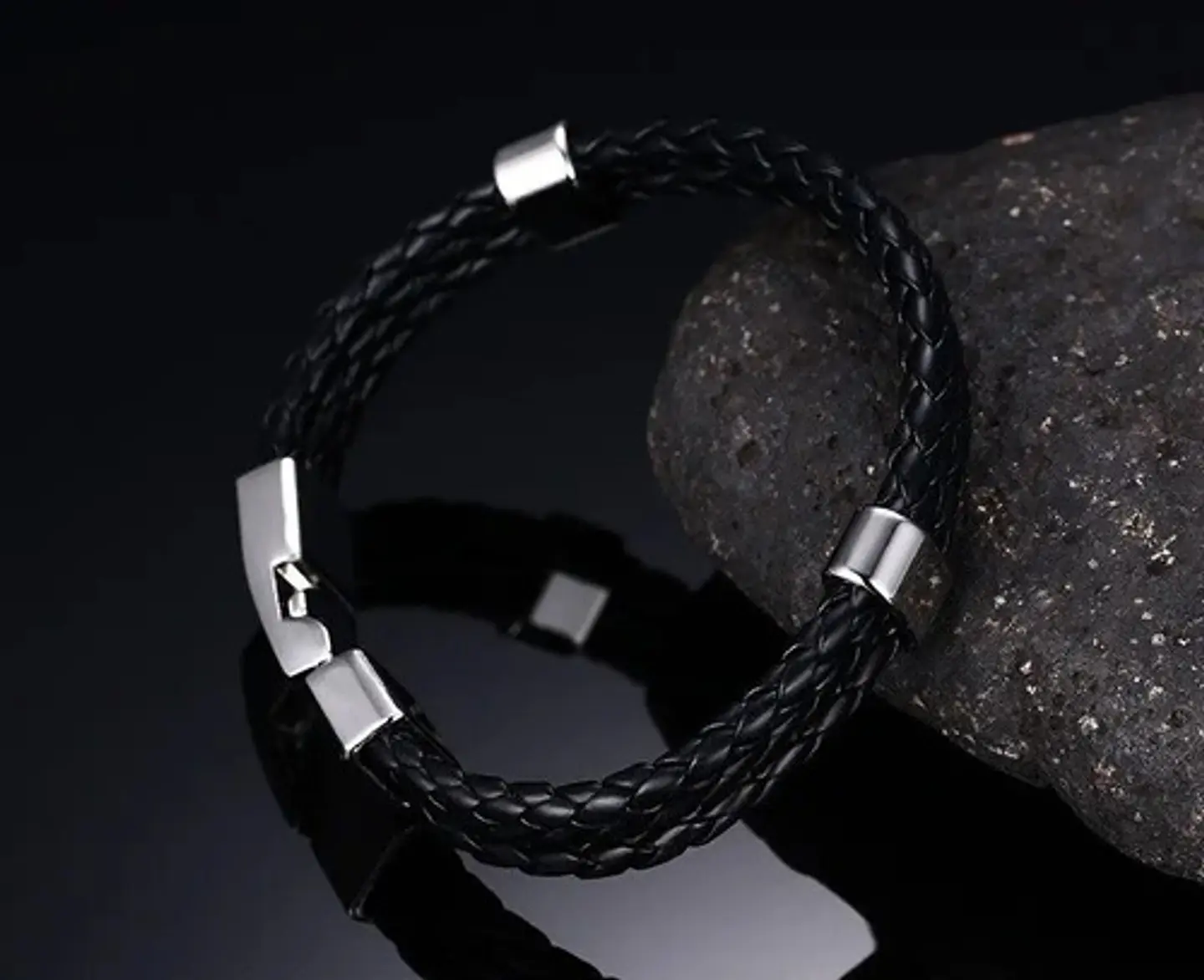 Pulsera Manilla Brazalete Trenzada Cuero Cierre Hombre Mujer 6