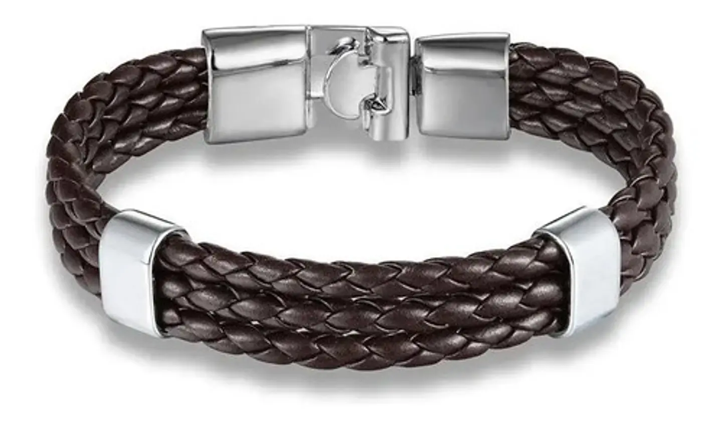 Pulsera Manilla Brazalete Trenzada Cuero Cierre Hombre Mujer 7
