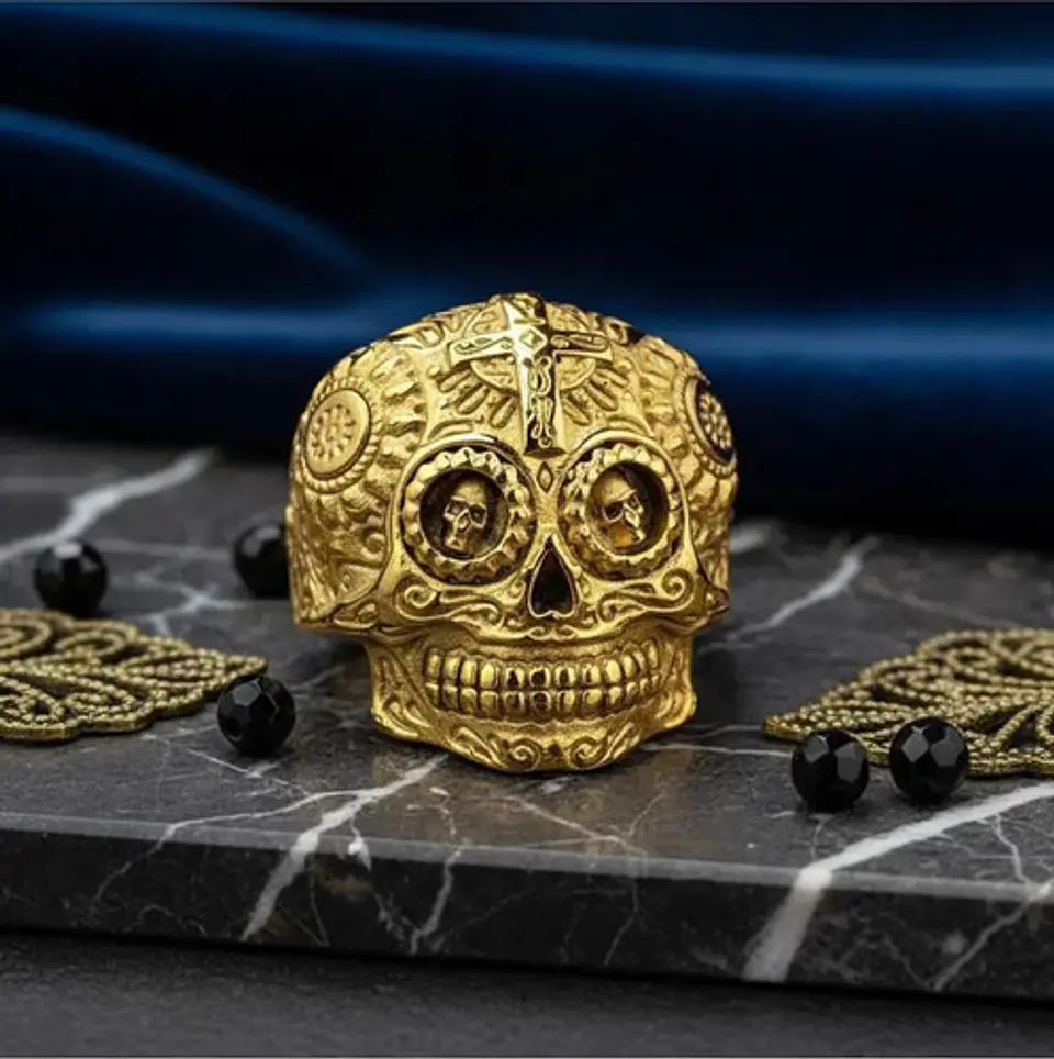 Anillo Skull Craneo Calavera Mexico Acero Inoxidable Hombre 6