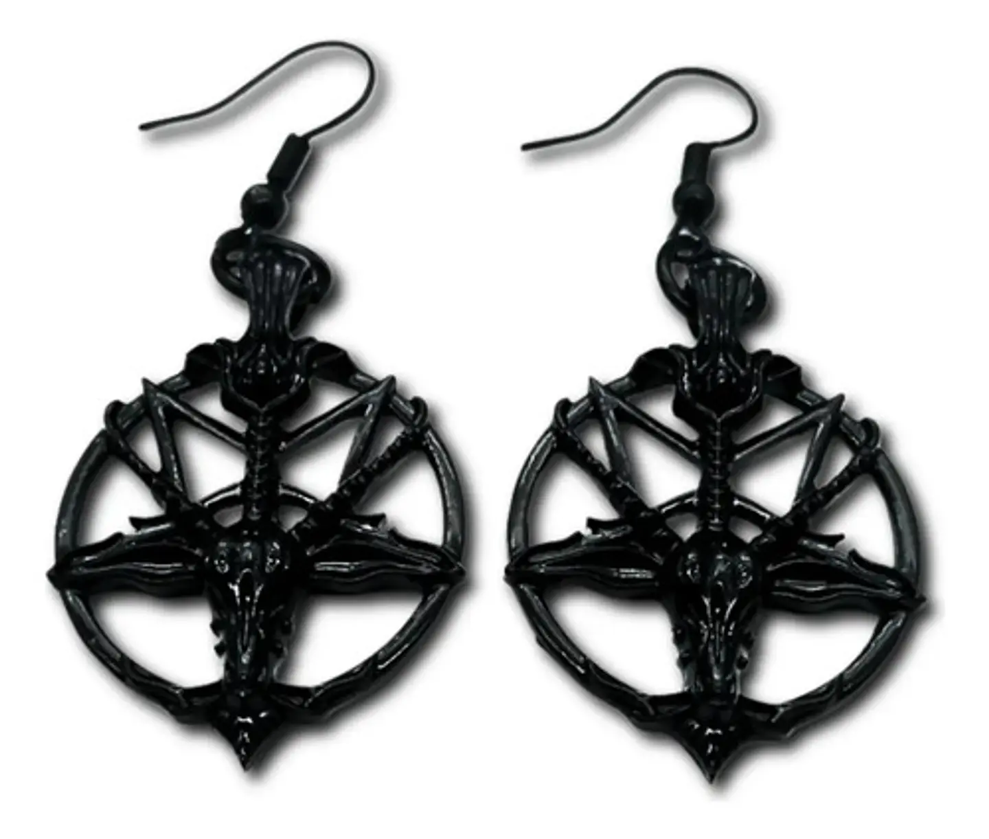 Aretes Pendiente Pentagrama Cabra Color Negro Mujer Hombre 1