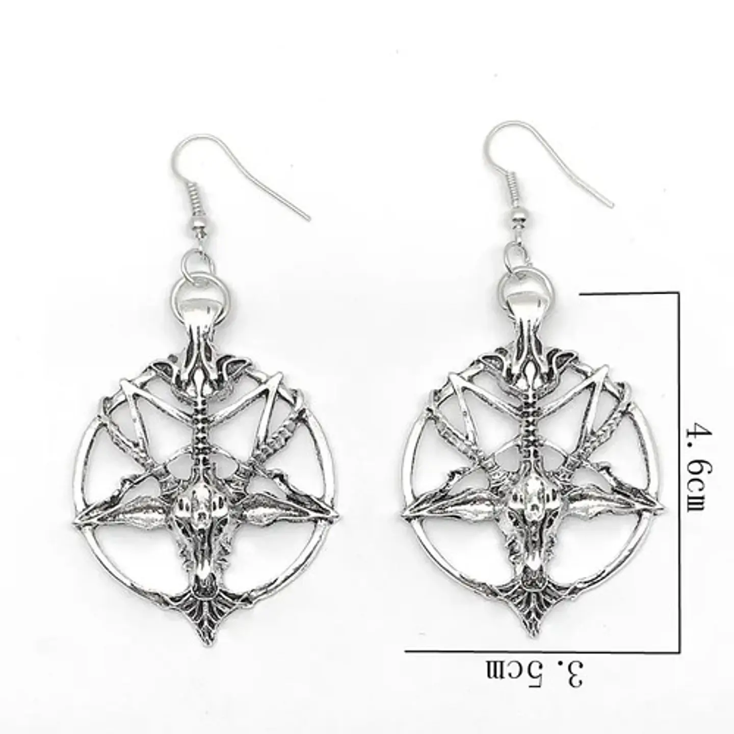 Aretes Pendiente Pentagrama Cabra Color Negro Mujer Hombre 4