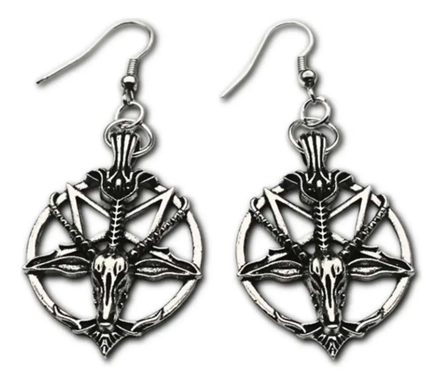 Aretes Pendiente Pentagrama Cabra Color Negro Mujer Hombre 5