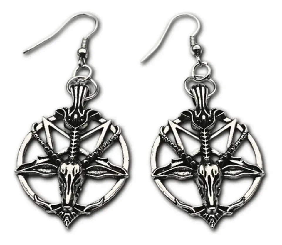 Aretes Pendiente Pentagrama Cabra Color Negro Mujer Hombre 5