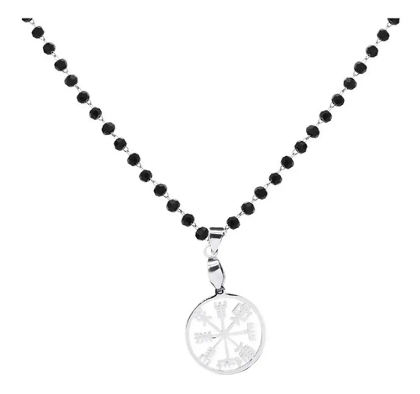 Collar Color Plata Dije Brujula Vikingo Vegvisir Para Mujer 1