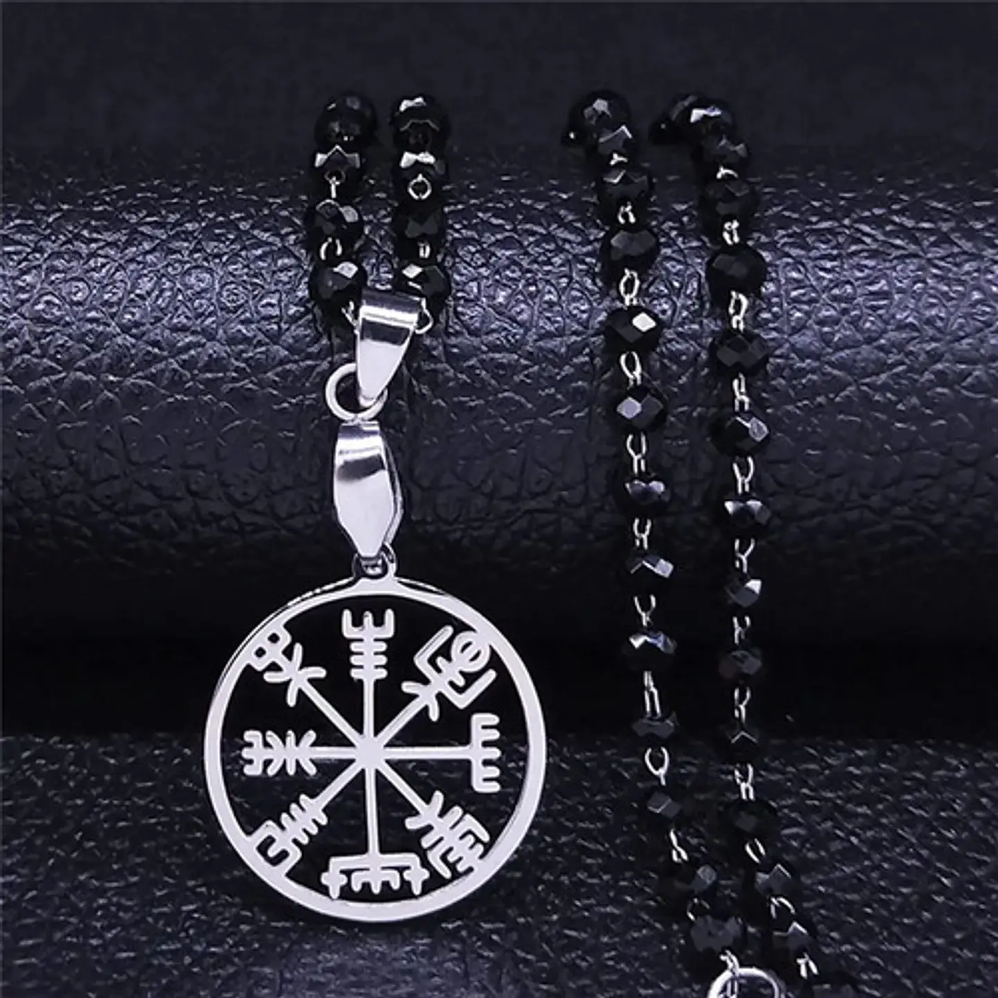 Collar Color Plata Dije Brujula Vikingo Vegvisir Para Mujer 3
