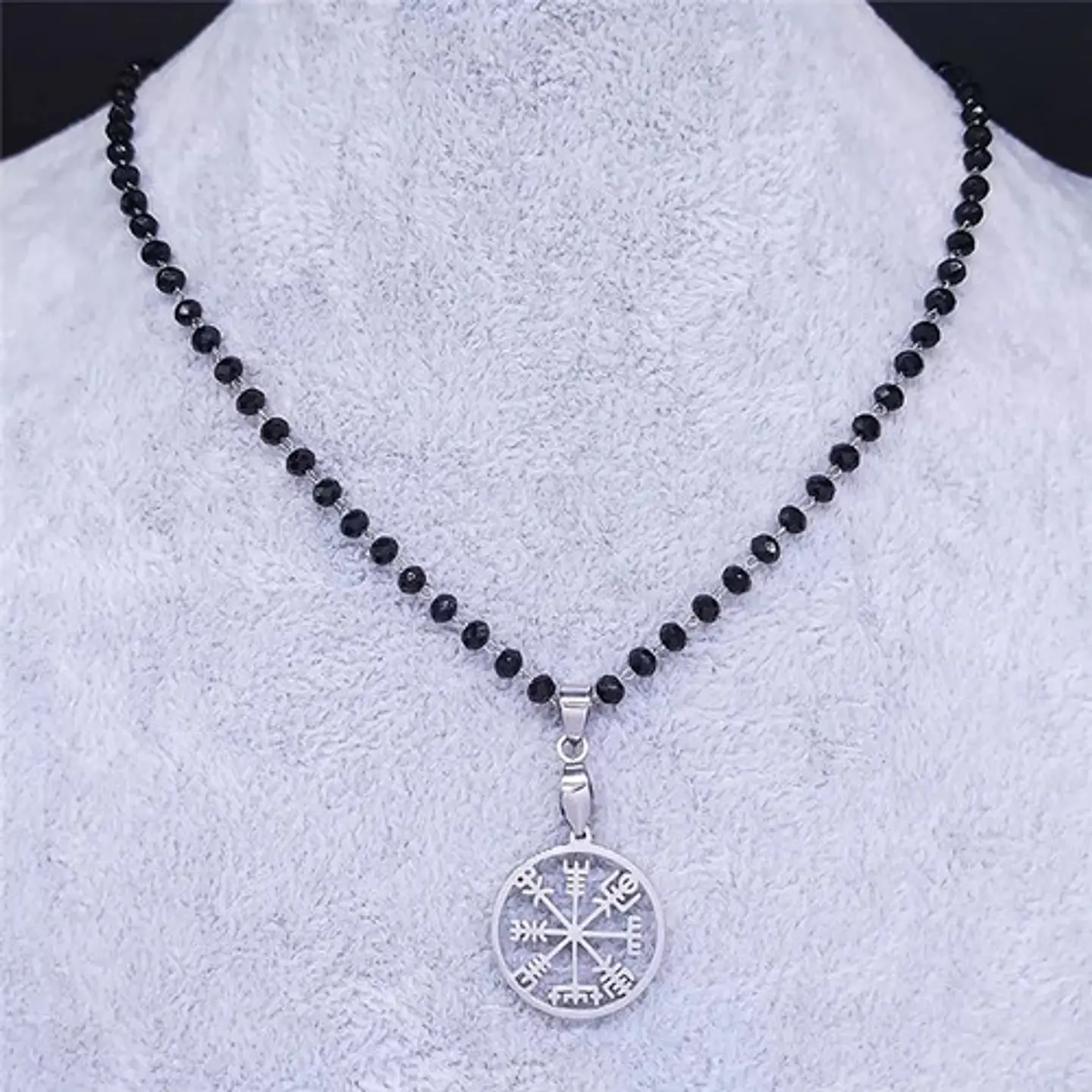 Collar Color Plata Dije Brujula Vikingo Vegvisir Para Mujer 5