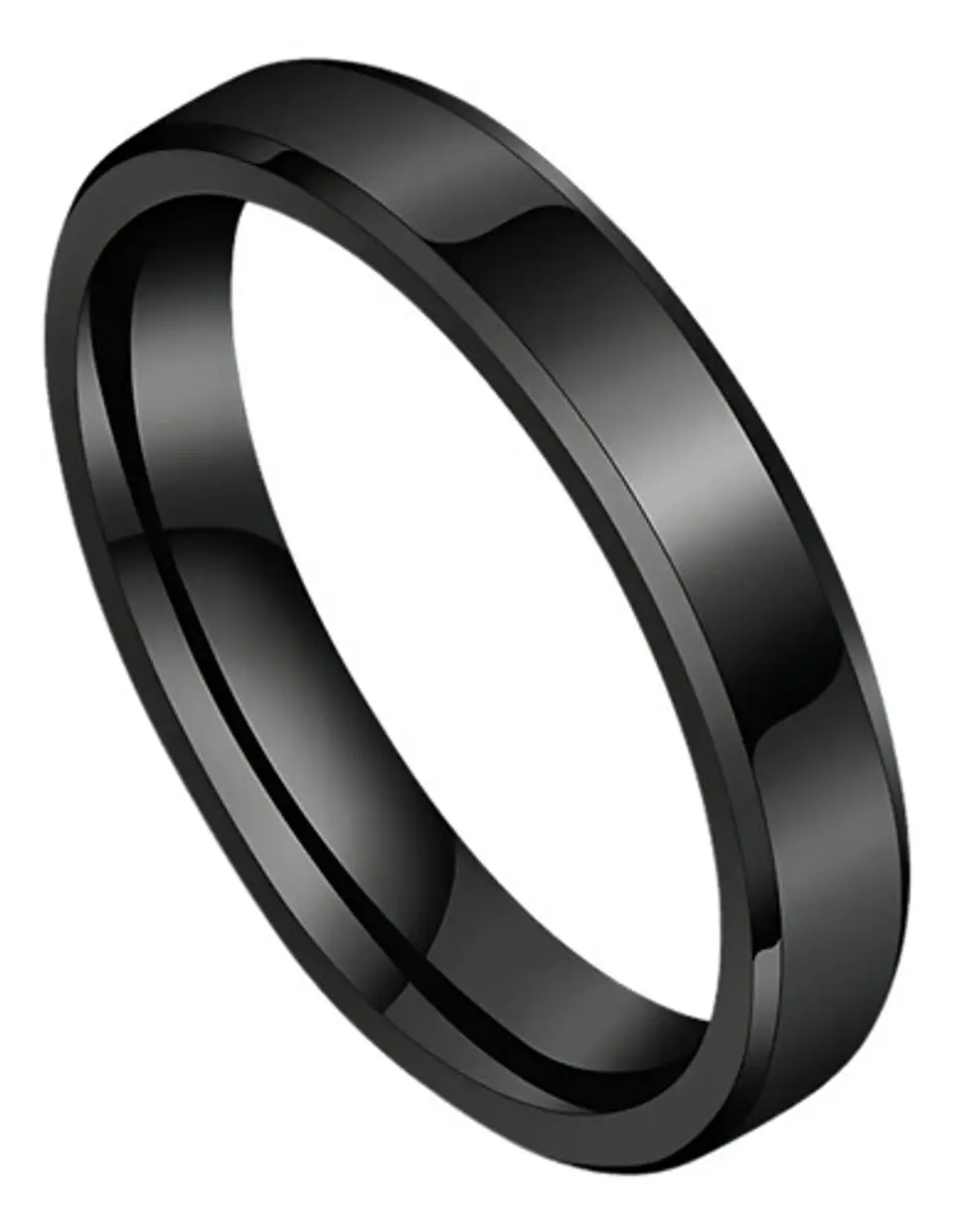 Anillo Argolla Color Negro 6mm Acero Inoxidable Hombre Mujer 5