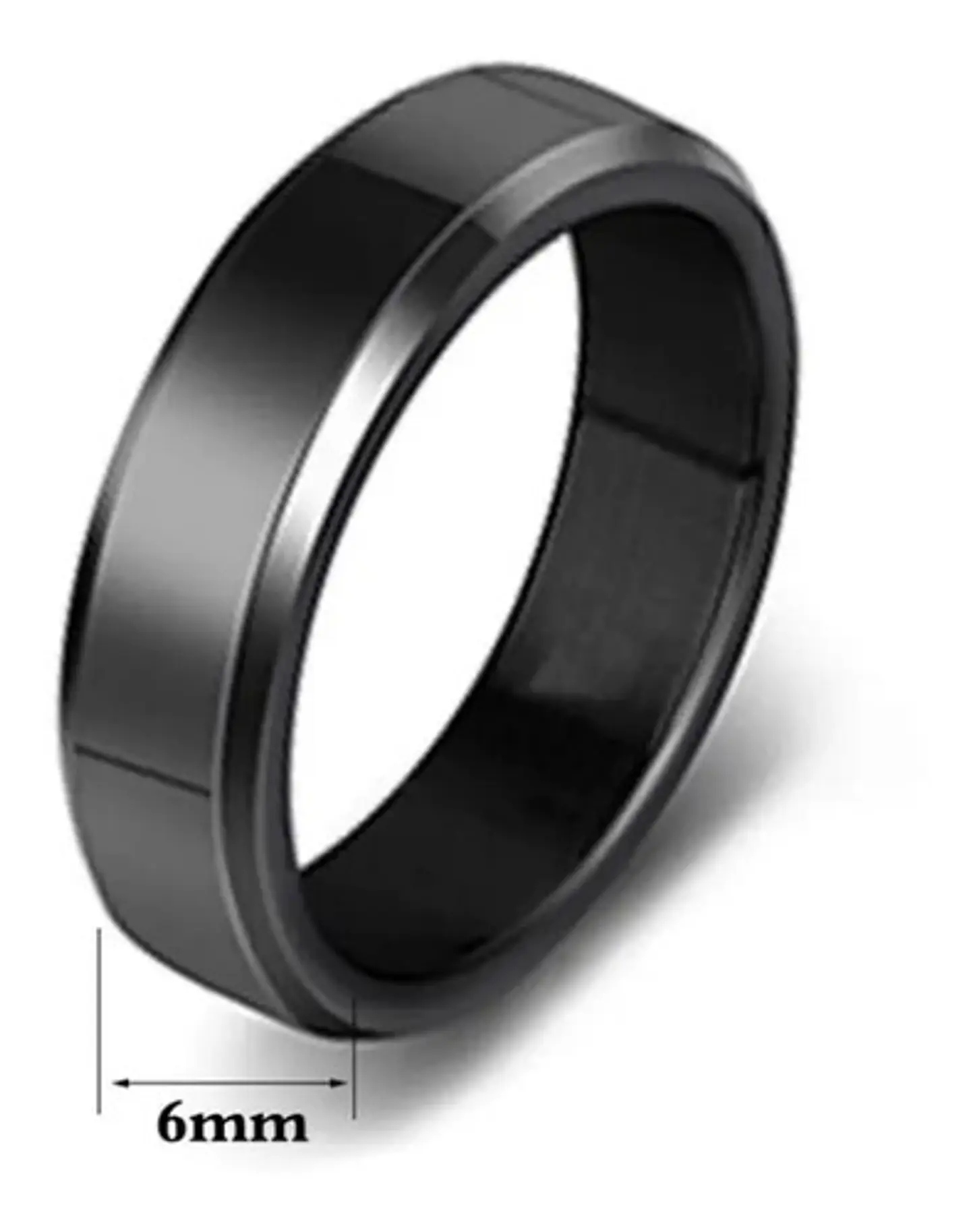 Anillo Argolla Color Negro 6mm Acero Inoxidable Hombre Mujer 6
