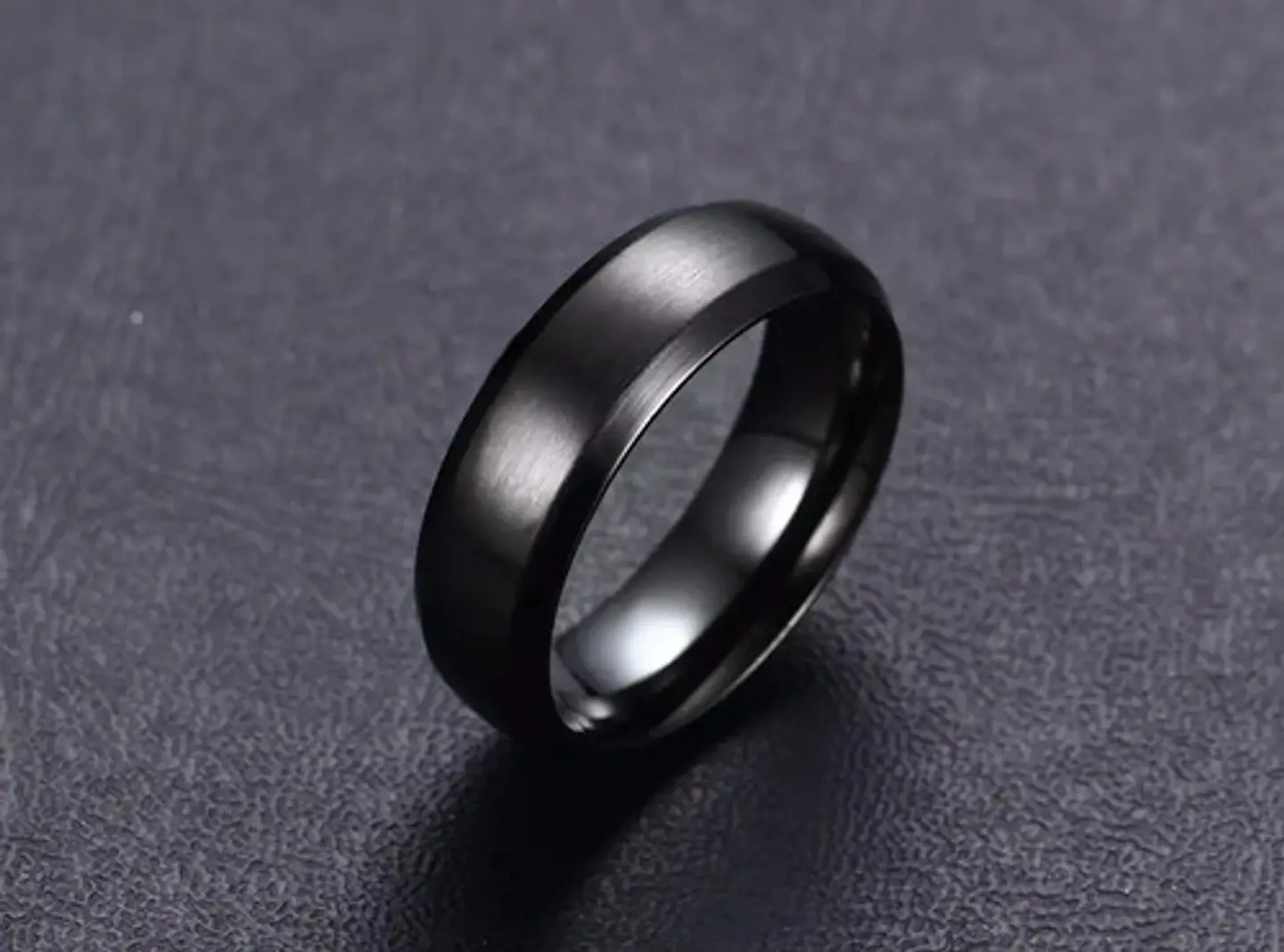 Anillo Argolla Color Negro 6mm Acero Inoxidable Hombre Mujer 8