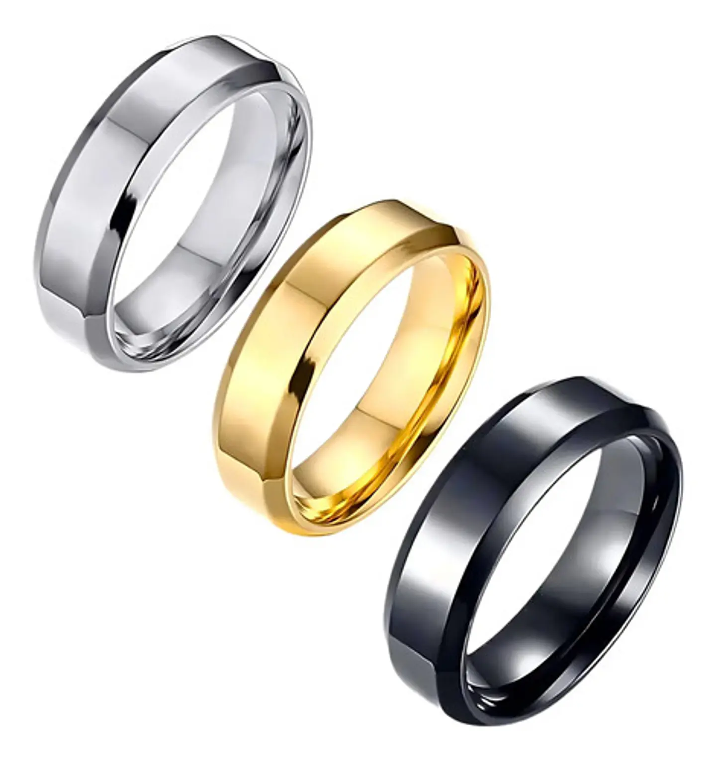 Anillo Argolla Color Negro 6mm Acero Inoxidable Hombre Mujer 13