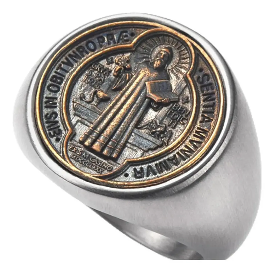 Anillo San Benito Color Plata Acero Inoxidable Hombre Mujer 1