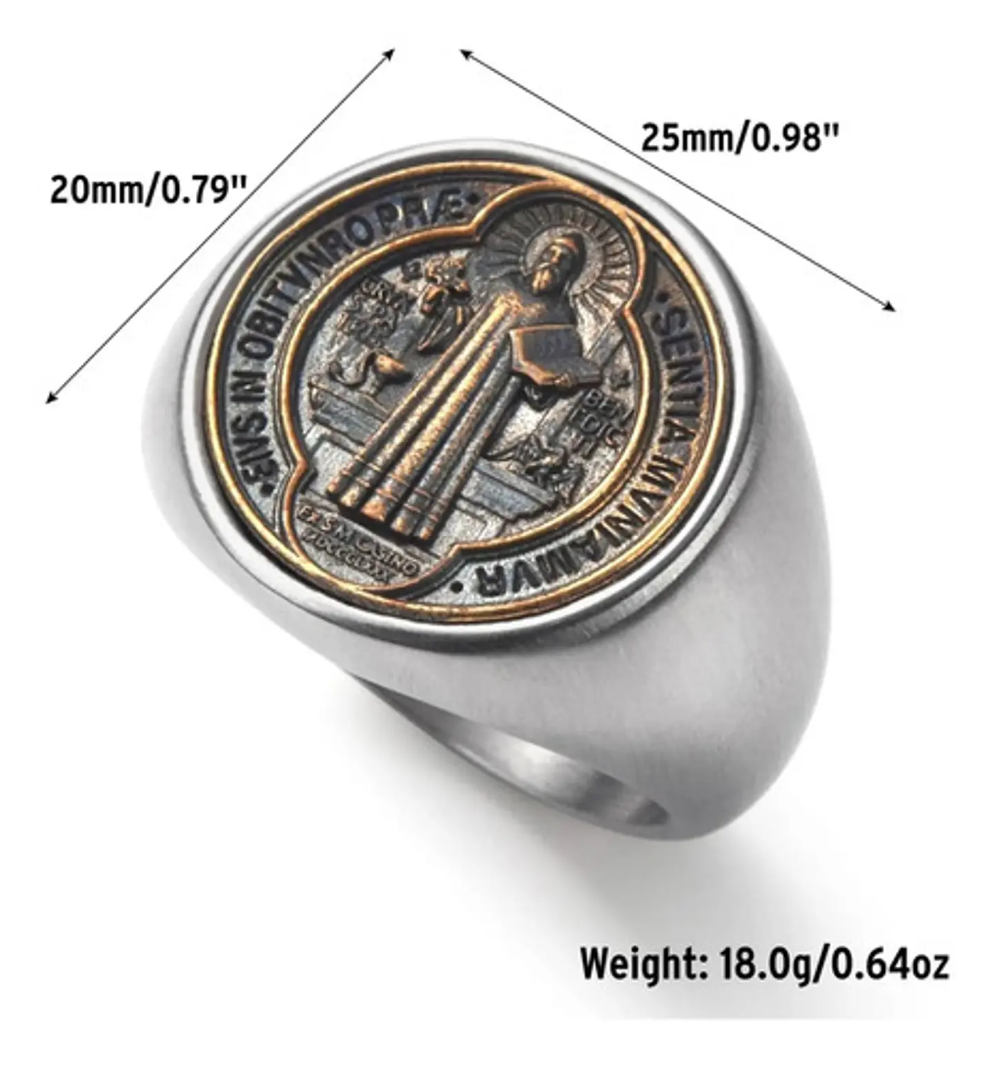 Anillo San Benito Color Plata Acero Inoxidable Hombre Mujer 2