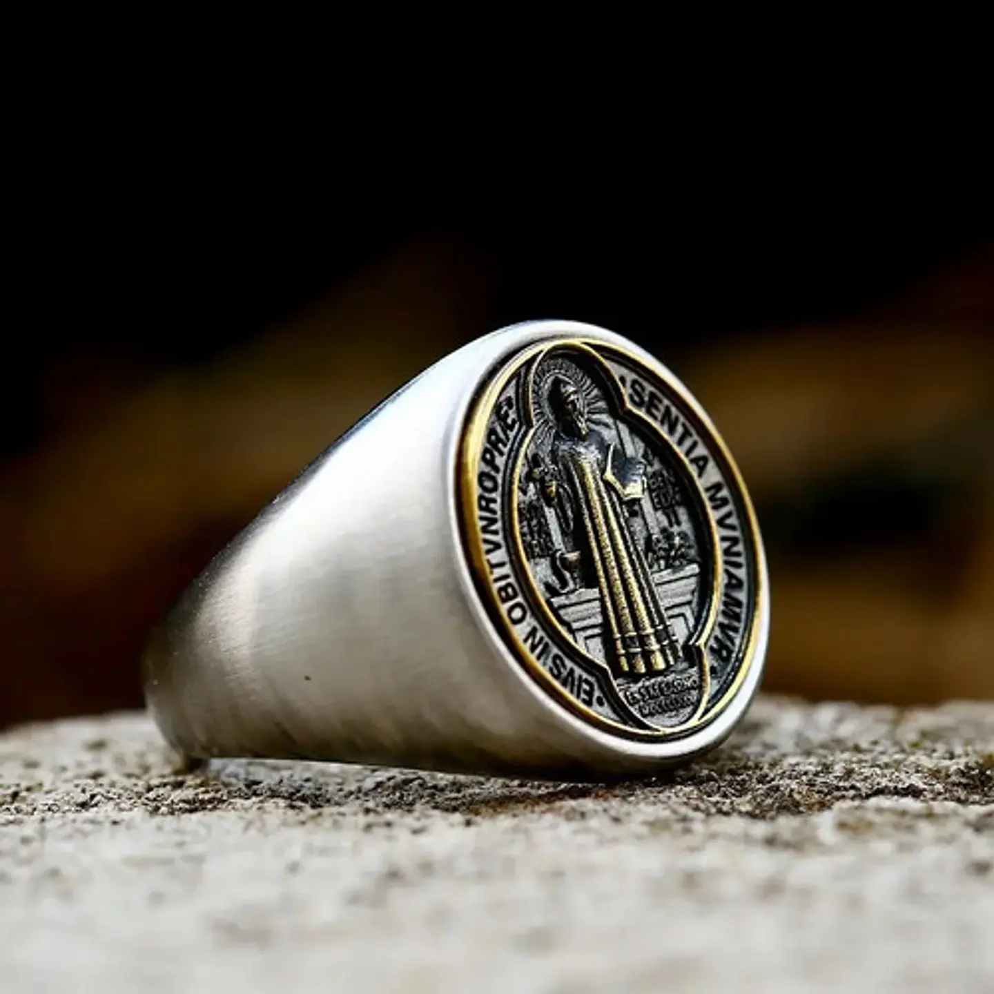 Anillo San Benito Color Plata Acero Inoxidable Hombre Mujer 5