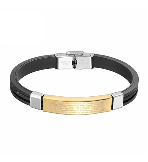 Pulsera Brazalete Placa Oración Cruz Jesus Color Oro Hombre