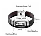 Brazalete Pulsera Cuero Ancla Acero Inoxidable Para Hombre - Miniatura 2