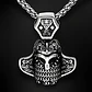 Collar Amuleto Casco Vikingo Nordic Acero Color Plata Hombre - Miniatura 4