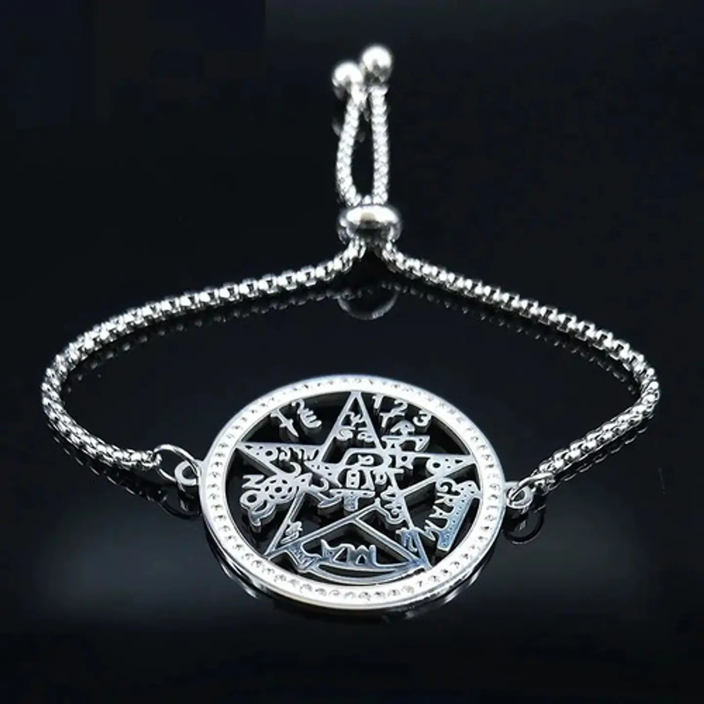 Pulsera Tetragramaton Color Plata Acero Inoxidable Mujer 2