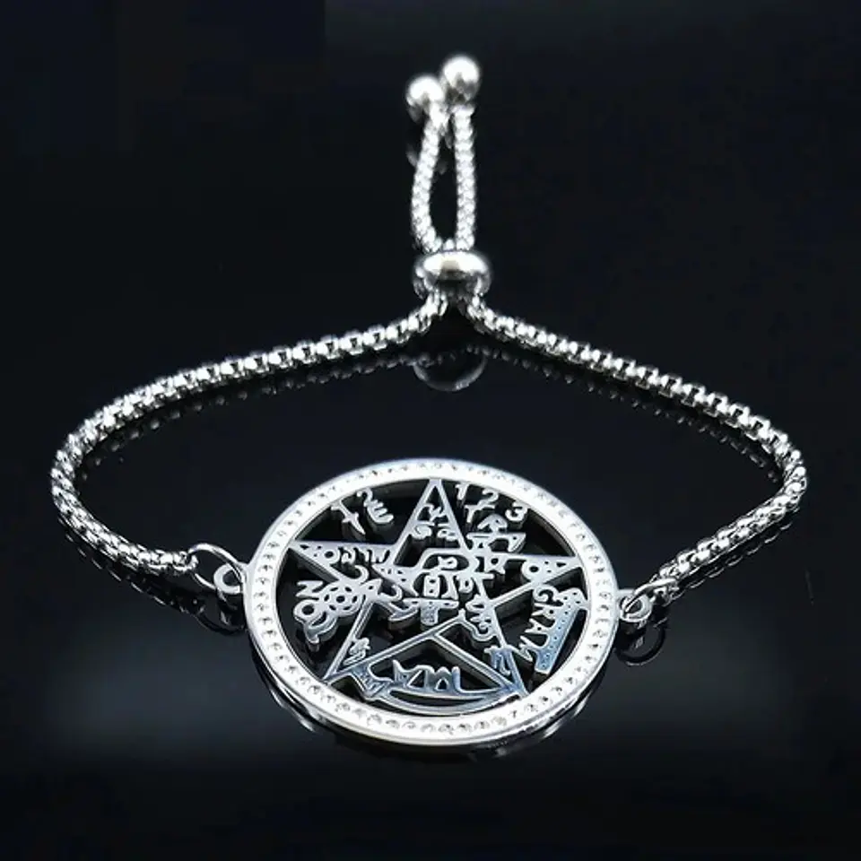 Pulsera Tetragramaton Color Plata Acero Inoxidable Mujer 2